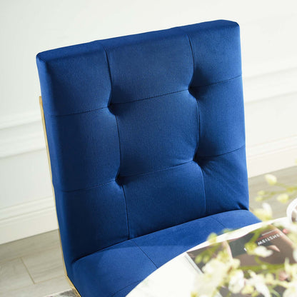 Privy Gold Stainless Steel Performance Velvet Dining Chair, Velvet Fabric Metal Steel, Gold Blue Navy, 18026
