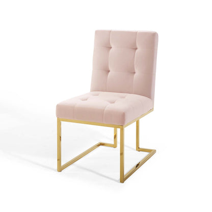 Privy Gold Stainless Steel Performance Velvet Dining Chair, Velvet, Metal Steel, Gold Pink, 18343