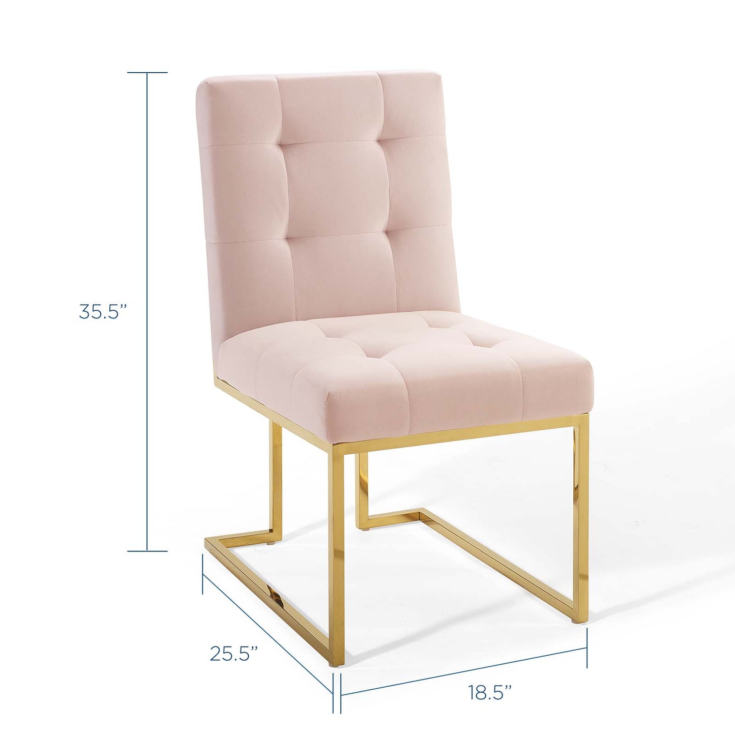 Privy Gold Stainless Steel Performance Velvet Dining Chair, Velvet, Metal Steel, Gold Pink, 18343