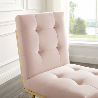 Privy Gold Stainless Steel Performance Velvet Dining Chair, Velvet, Metal Steel, Gold Pink, 18343
