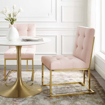 Privy Gold Stainless Steel Performance Velvet Dining Chair, Velvet, Metal Steel, Gold Pink, 18343