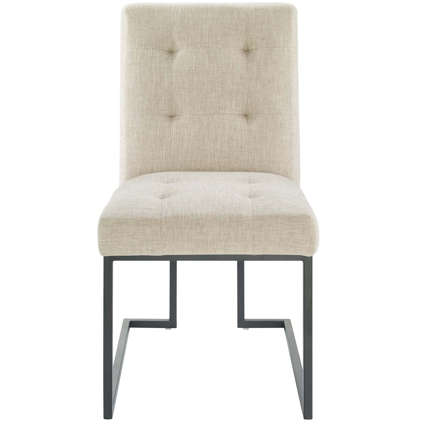 Privy Black Stainless Steel Upholstered Fabric Dining Chair, Fabric Metal Steel, Black Beige, 18027