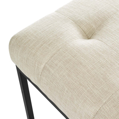 Privy Black Stainless Steel Upholstered Fabric Dining Chair, Fabric Metal Steel, Black Beige, 18027