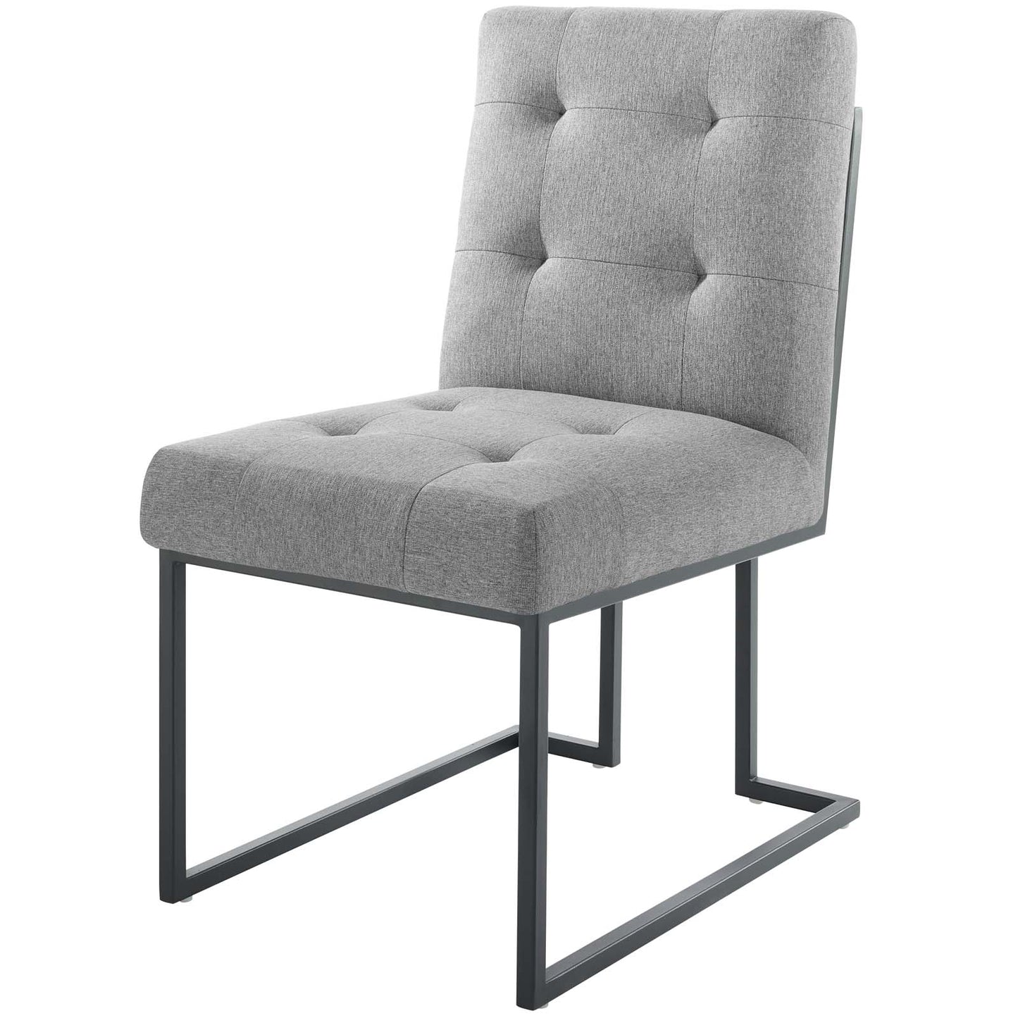 Privy Black Stainless Steel Upholstered Fabric Dining Chair, Fabric Metal Steel, Black Grey Gray, 18028