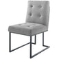 Privy Black Stainless Steel Upholstered Fabric Dining Chair, Fabric Metal Steel, Black Grey Gray, 18028
