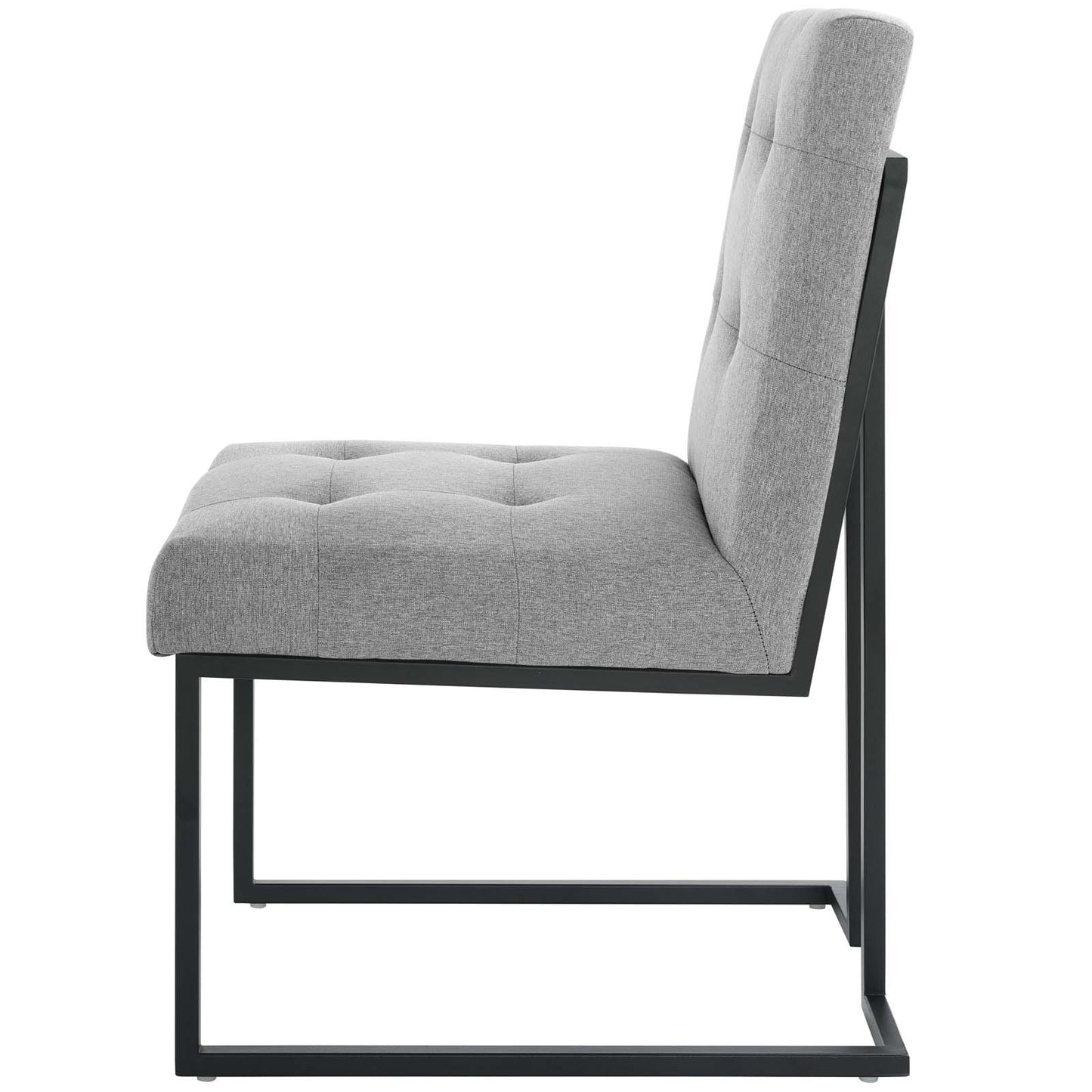Privy Black Stainless Steel Upholstered Fabric Dining Chair, Fabric Metal Steel, Black Grey Gray, 18028