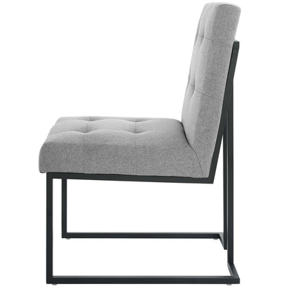 Privy Black Stainless Steel Upholstered Fabric Dining Chair, Fabric Metal Steel, Black Grey Gray, 18028