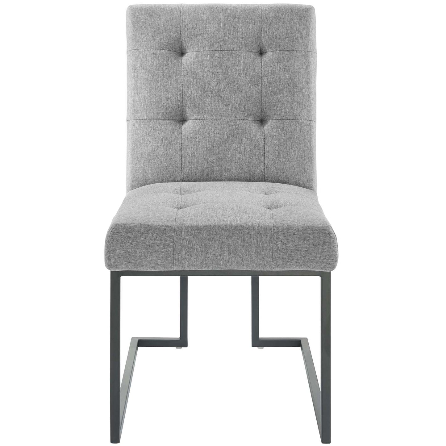 Privy Black Stainless Steel Upholstered Fabric Dining Chair, Fabric Metal Steel, Black Grey Gray, 18028