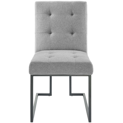 Privy Black Stainless Steel Upholstered Fabric Dining Chair, Fabric Metal Steel, Black Grey Gray, 18028
