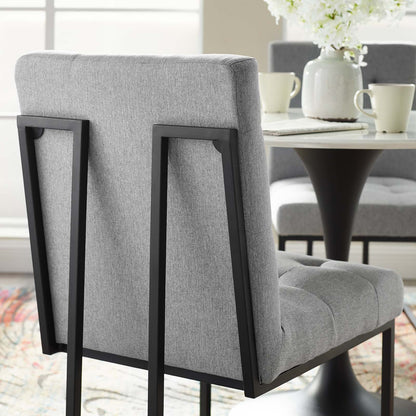 Privy Black Stainless Steel Upholstered Fabric Dining Chair, Fabric Metal Steel, Black Grey Gray, 18028