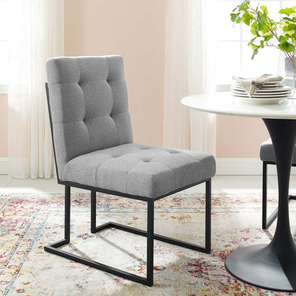 Privy Black Stainless Steel Upholstered Fabric Dining Chair, Fabric Metal Steel, Black Grey Gray, 18028