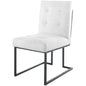 Privy Black Stainless Steel Upholstered Fabric Dining Chair, Fabric Metal Steel, Black White, 18029