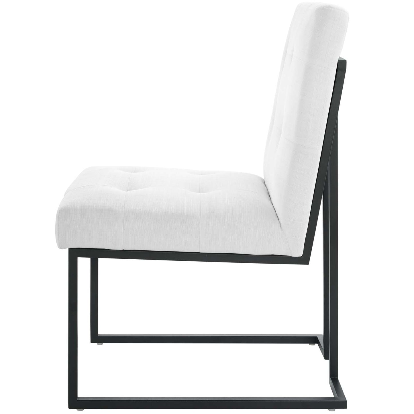 Privy Black Stainless Steel Upholstered Fabric Dining Chair, Fabric Metal Steel, Black White, 18029