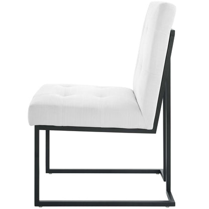 Privy Black Stainless Steel Upholstered Fabric Dining Chair, Fabric Metal Steel, Black White, 18029