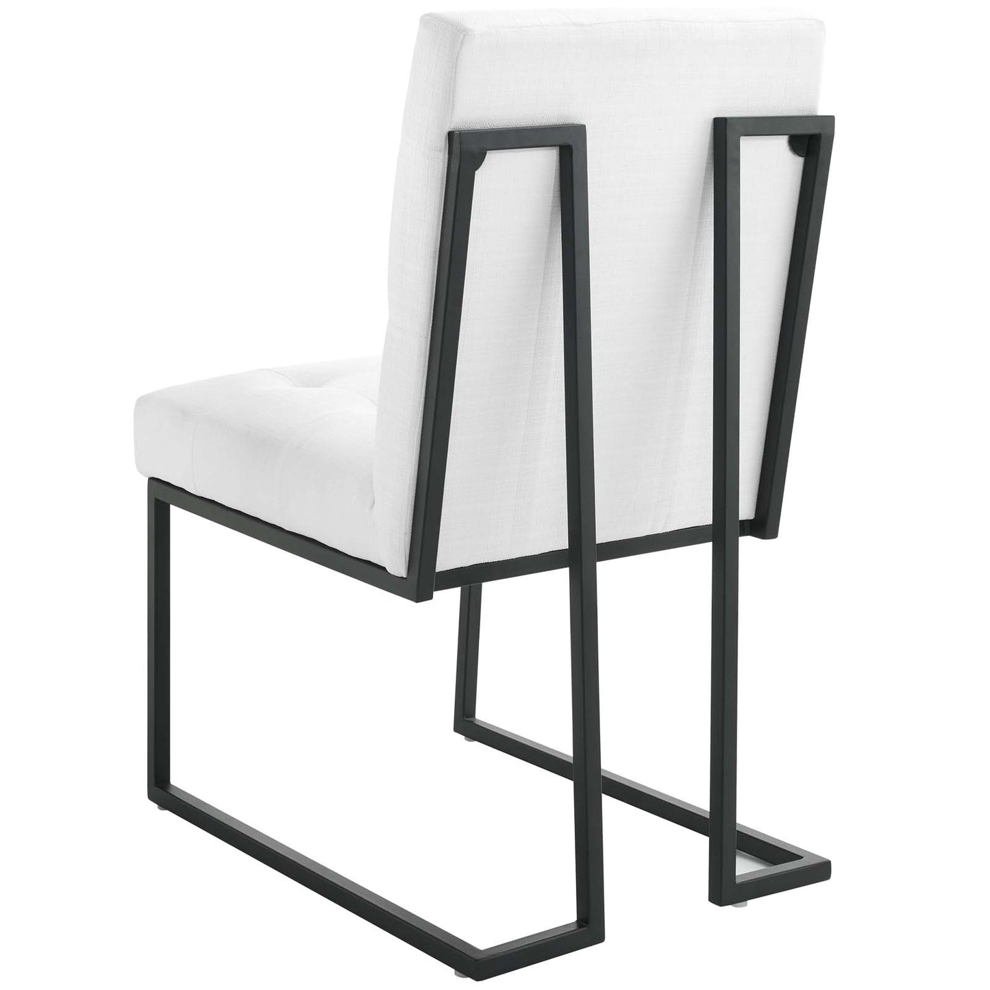 Privy Black Stainless Steel Upholstered Fabric Dining Chair, Fabric Metal Steel, Black White, 18029