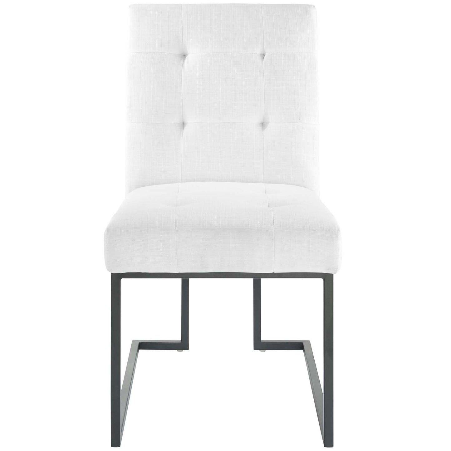 Privy Black Stainless Steel Upholstered Fabric Dining Chair, Fabric Metal Steel, Black White, 18029