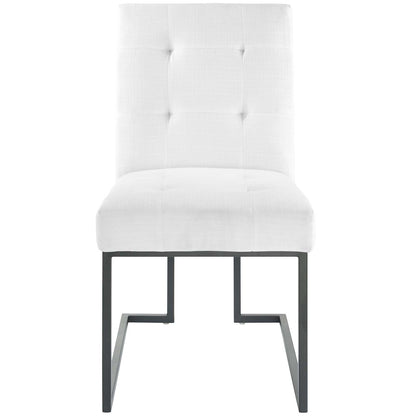 Privy Black Stainless Steel Upholstered Fabric Dining Chair, Fabric Metal Steel, Black White, 18029