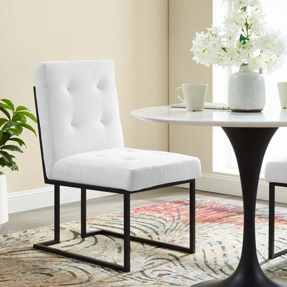 Privy Black Stainless Steel Upholstered Fabric Dining Chair, Fabric Metal Steel, Black White, 18029