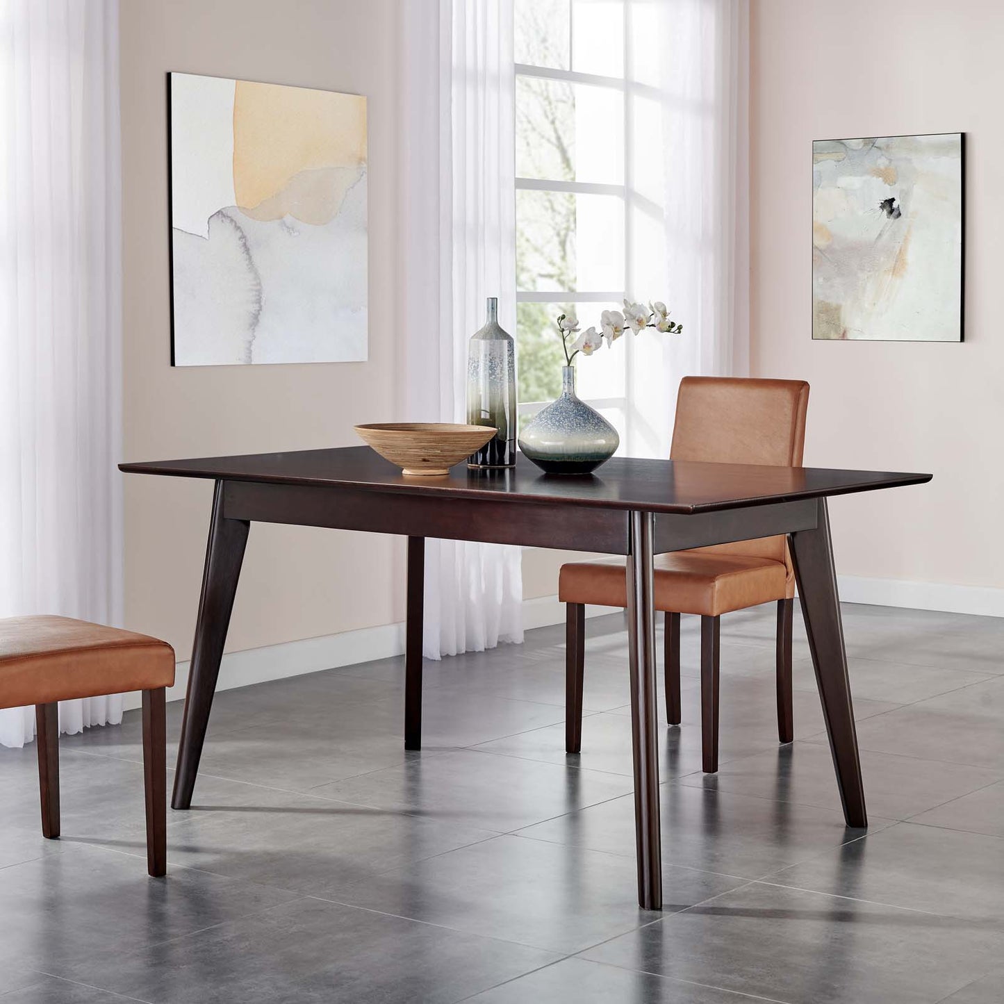 Oracle 59" Rectangle Dining Table, Wood, Drak Brown, 18345