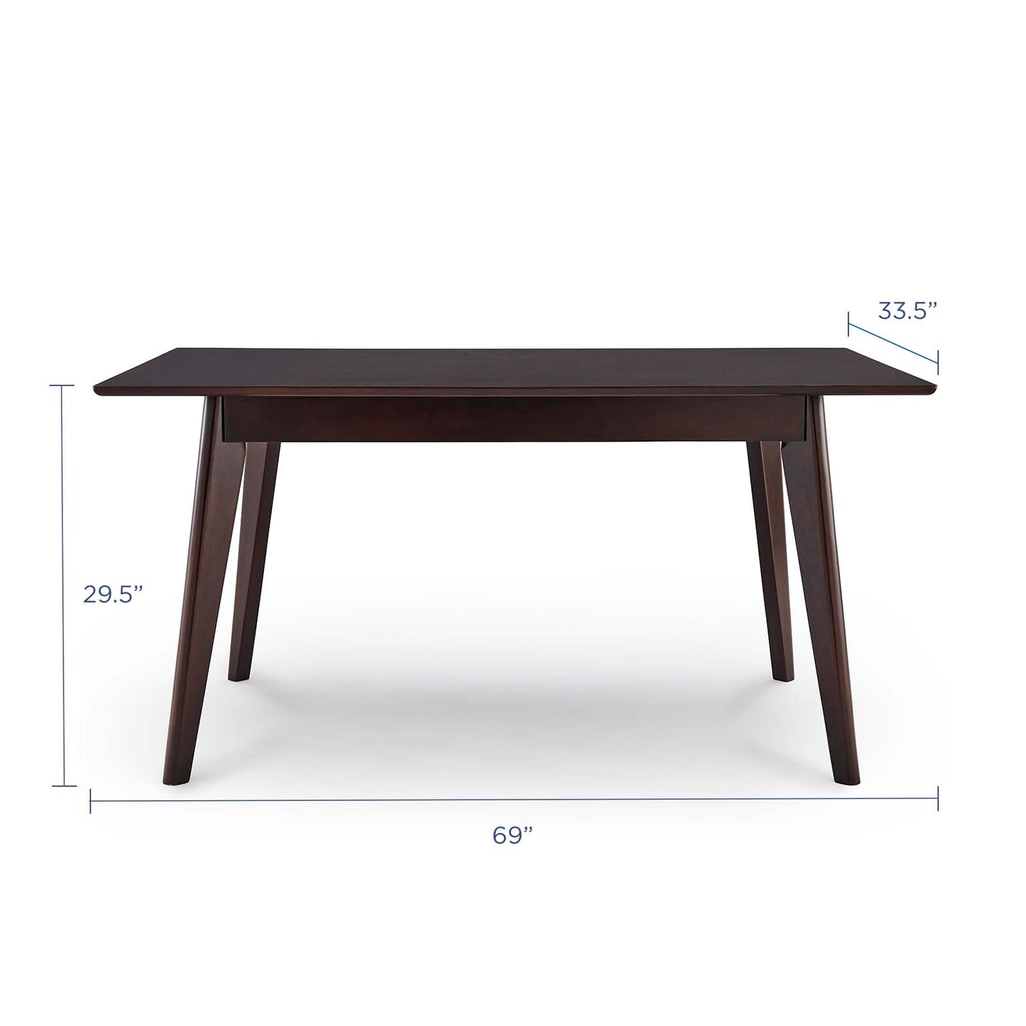 Oracle 69" Rectangle Dining Table, Wood, Drak Brown, 18346