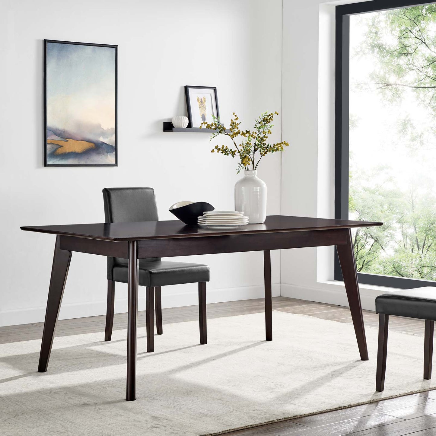 Oracle 69" Rectangle Dining Table, Wood, Drak Brown, 18346
