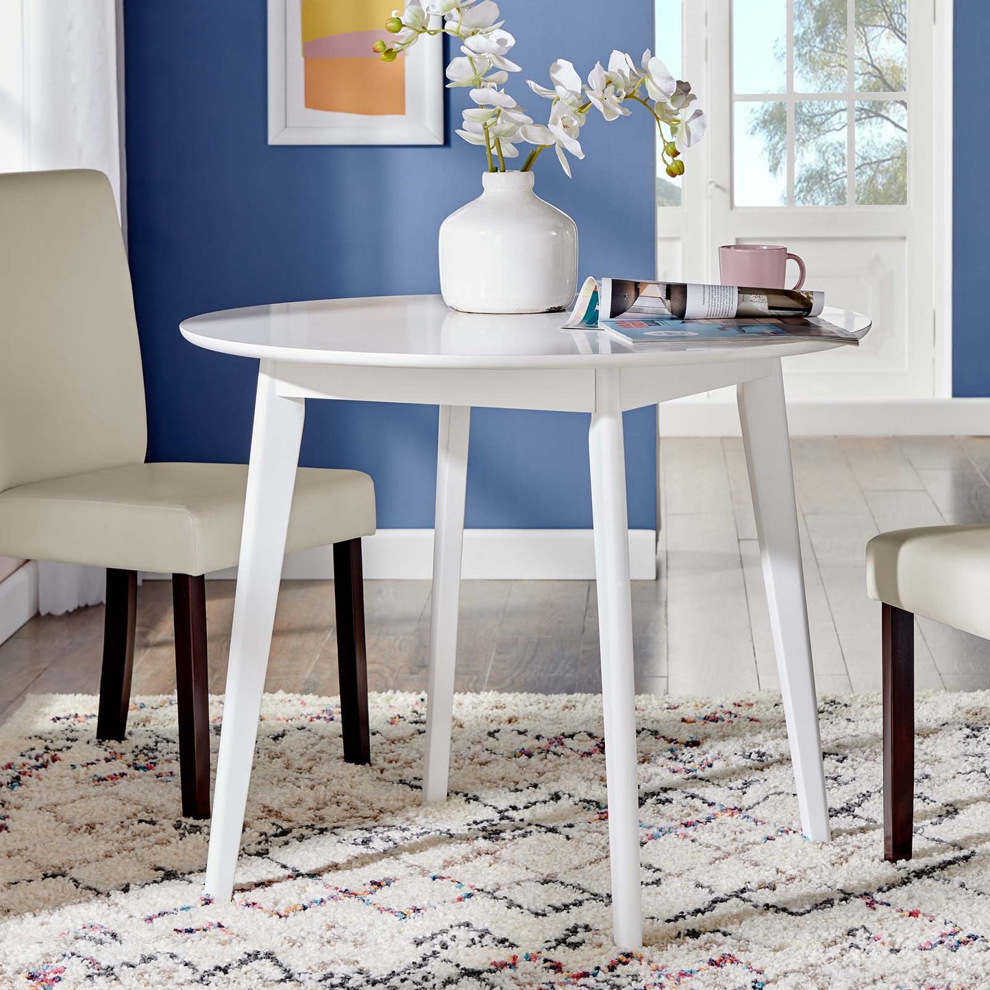Vision 35" Round Dining Table, Wood, White, 18348