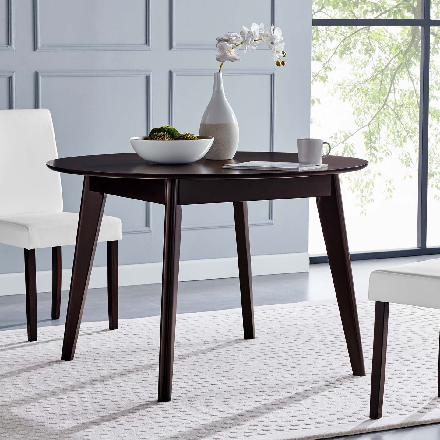 Vision 45" Round Dining Table, Wood, Drak Brown, 18349