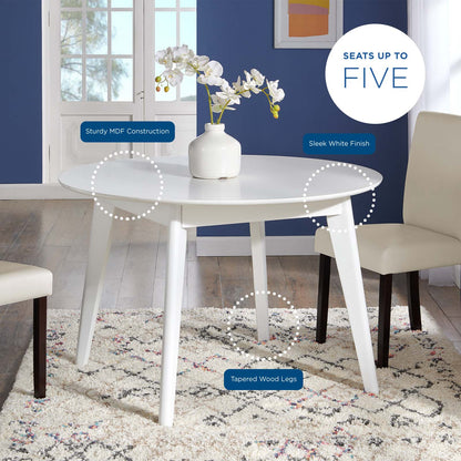 Vision 45" Round Dining Table, Wood, White, 18350