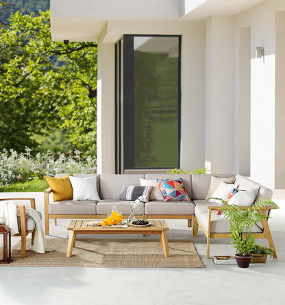 Sedona 5 Piece Outdoor Patio Eucalyptus Wood Set, Wood, Brown Natural Taupe Gray, 18353