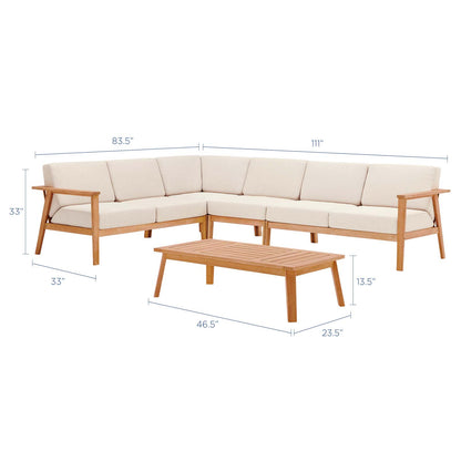 Sedona 5 Piece Outdoor Patio Eucalyptus Wood Set, Wood, Brown Natural Taupe Gray, 18353