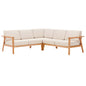Sedona 3 Piece Outdoor Patio Eucalyptus Wood Sectional, Wood, Brown Natural Taupe Gray, 18355