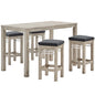 Wiscasset 5 Piece Outdoor Patio Acacia Wood Bar Set, Wood, Light Grey Gray, 18357