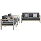 Wiscasset 3 Piece Outdoor Patio Acacia Wood Set, Wood, Light Grey Gray, 18359