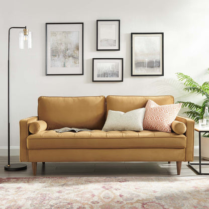 Valour Performance Velvet Sofa, Velvet, Brown, 18362