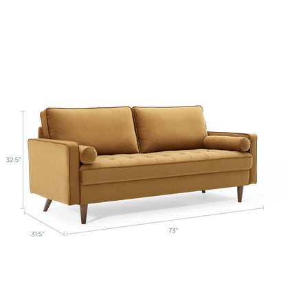 Valour Performance Velvet Sofa, Velvet, Brown, 18362