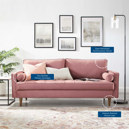 Valour Performance Velvet Sofa, Velvet, Pink, 18363