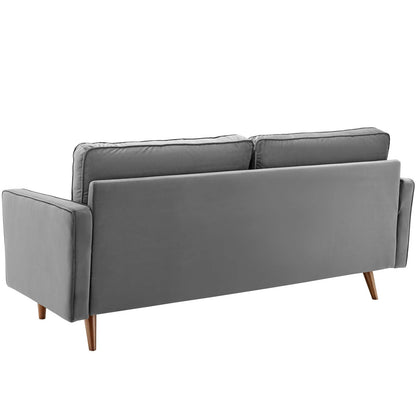 Valour Performance Velvet Sofa, Velvet Fabric, Grey Gray, 18081