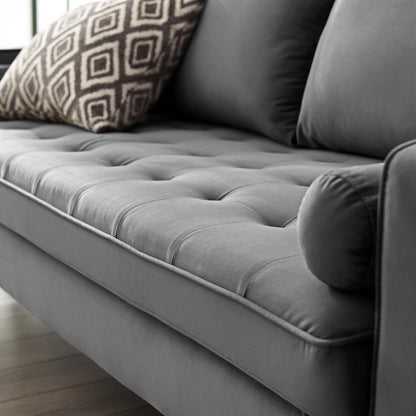 Valour Performance Velvet Sofa, Velvet Fabric, Grey Gray, 18081