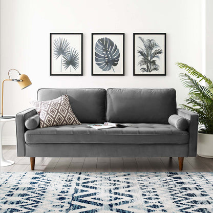 Valour Performance Velvet Sofa, Velvet Fabric, Grey Gray, 18081