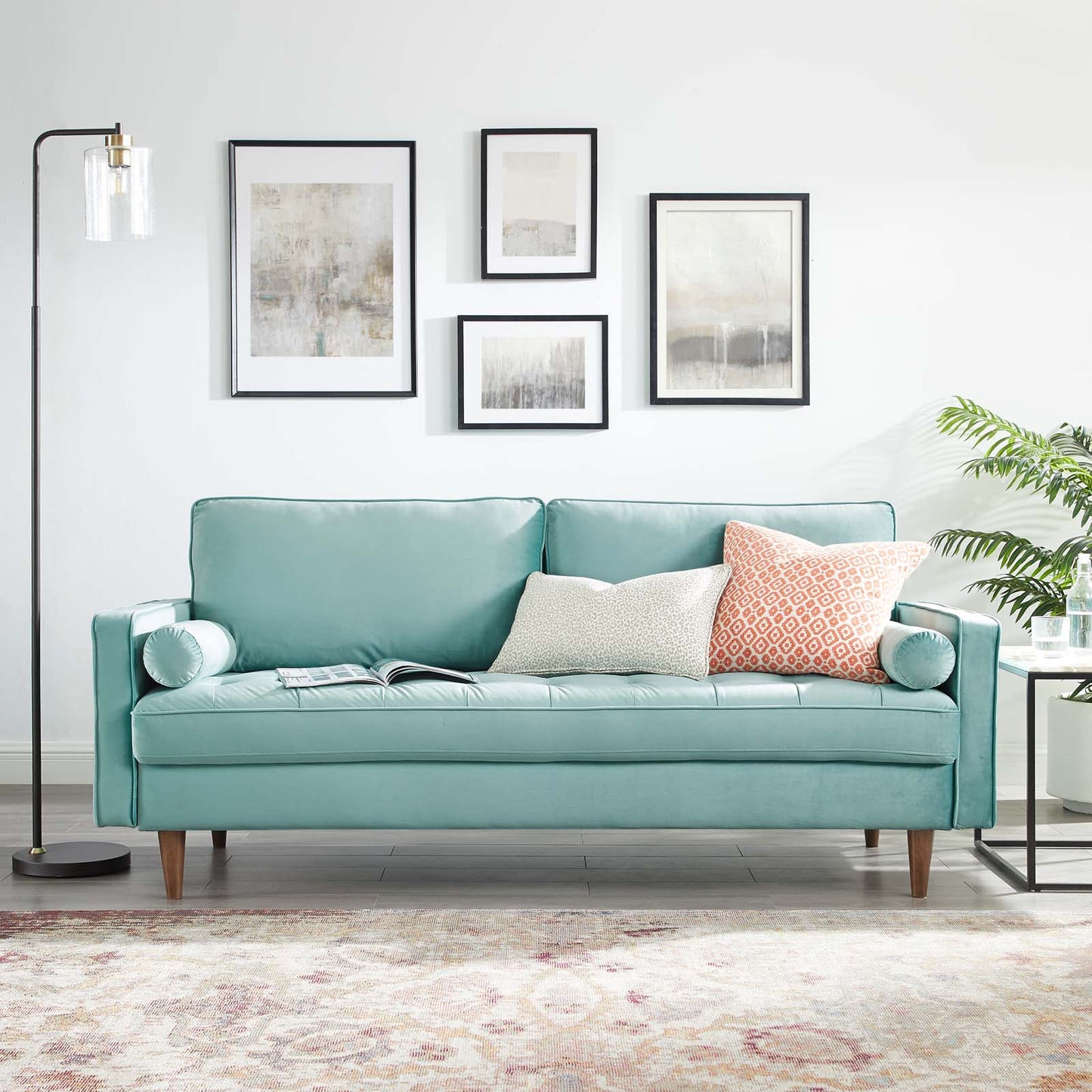 Valour Performance Velvet Sofa, Velvet, Blue, 18364