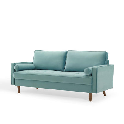 Valour Performance Velvet Sofa, Velvet, Blue, 18364