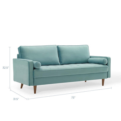 Valour Performance Velvet Sofa, Velvet, Blue, 18364