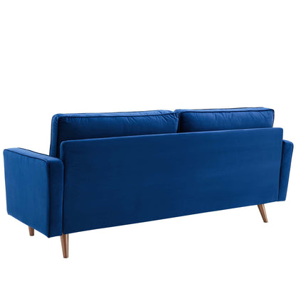 Valour Performance Velvet Sofa, Velvet Fabric, Navy Blue, 18082
