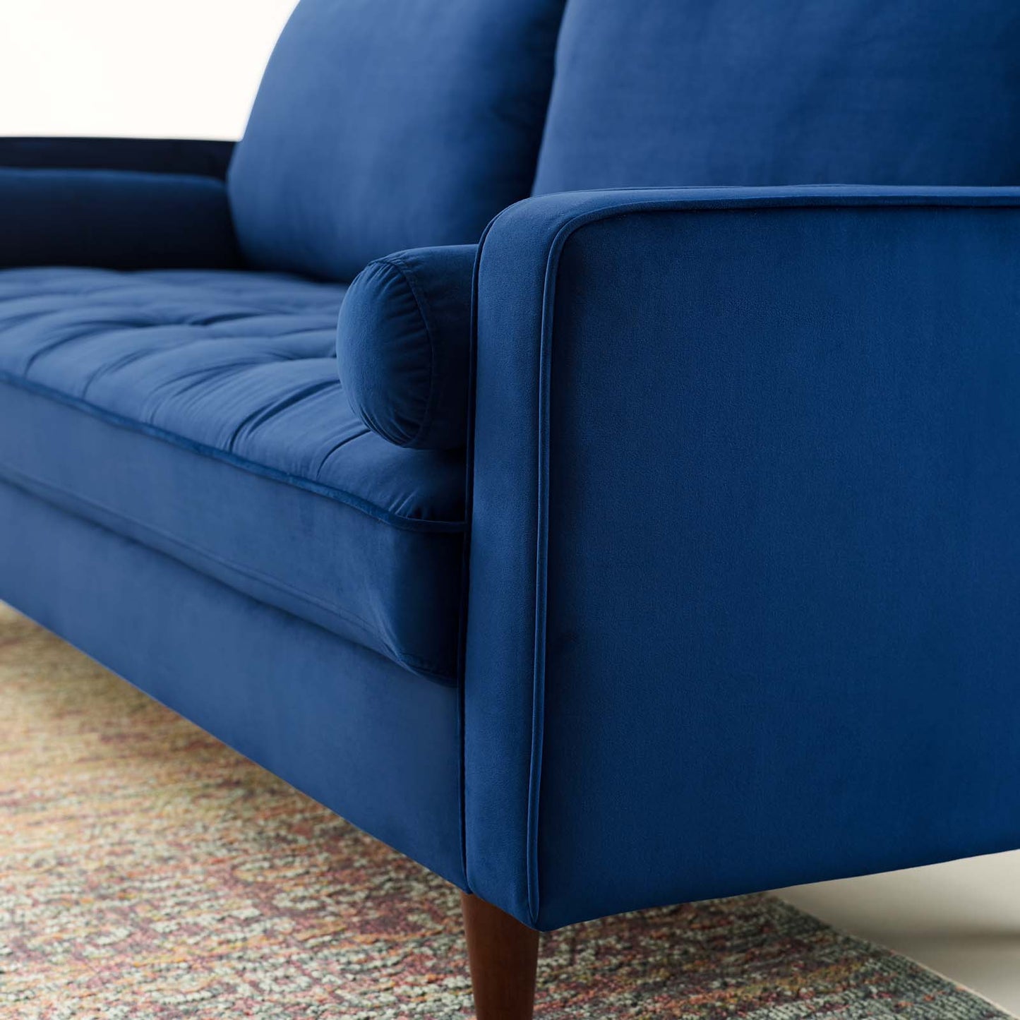 Valour Performance Velvet Sofa, Velvet Fabric, Navy Blue, 18082