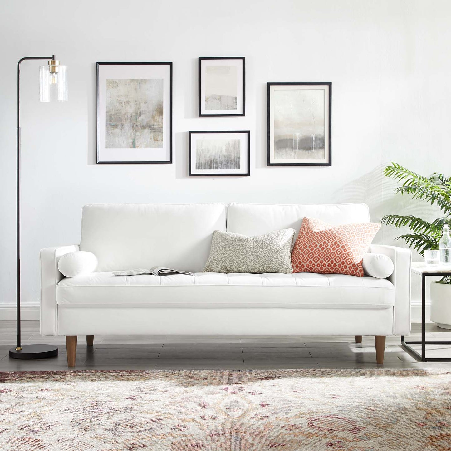 Valour Performance Velvet Sofa, Velvet, White, 18367