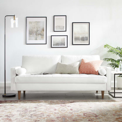 Valour Performance Velvet Sofa, Velvet, White, 18367