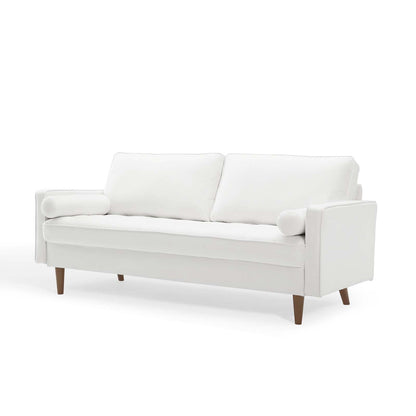 Valour Performance Velvet Sofa, Velvet, White, 18367