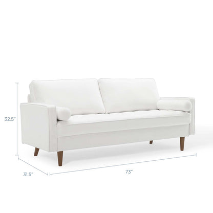 Valour Performance Velvet Sofa, Velvet, White, 18367