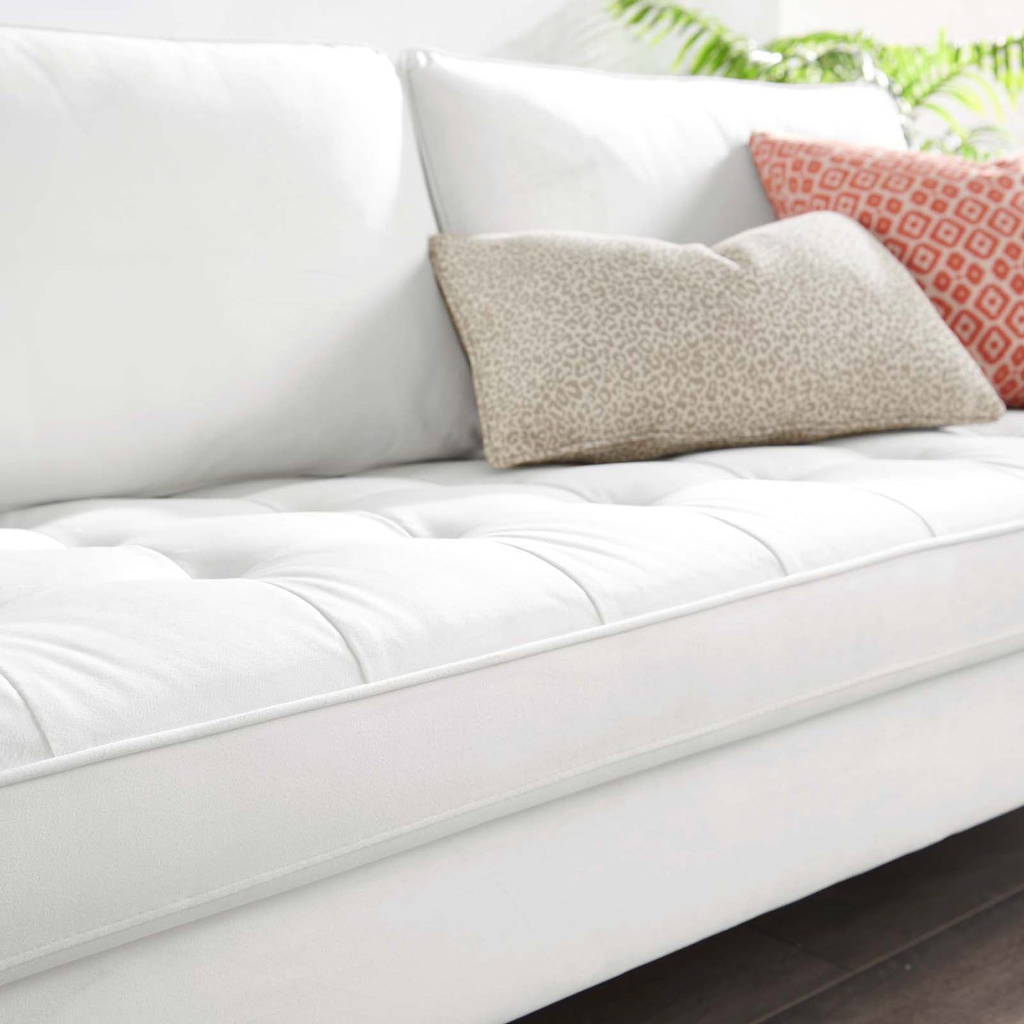 Valour Performance Velvet Sofa, Velvet, White, 18367
