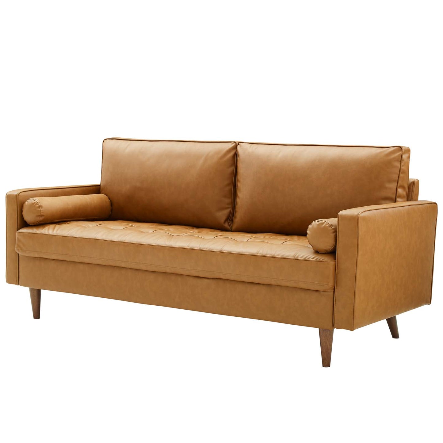 Valour Upholstered Faux Leather Sofa, Faux Leather, Tan Brown, 18083